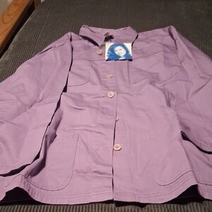 Denim & Co Red Button-Front Shirt Jacket